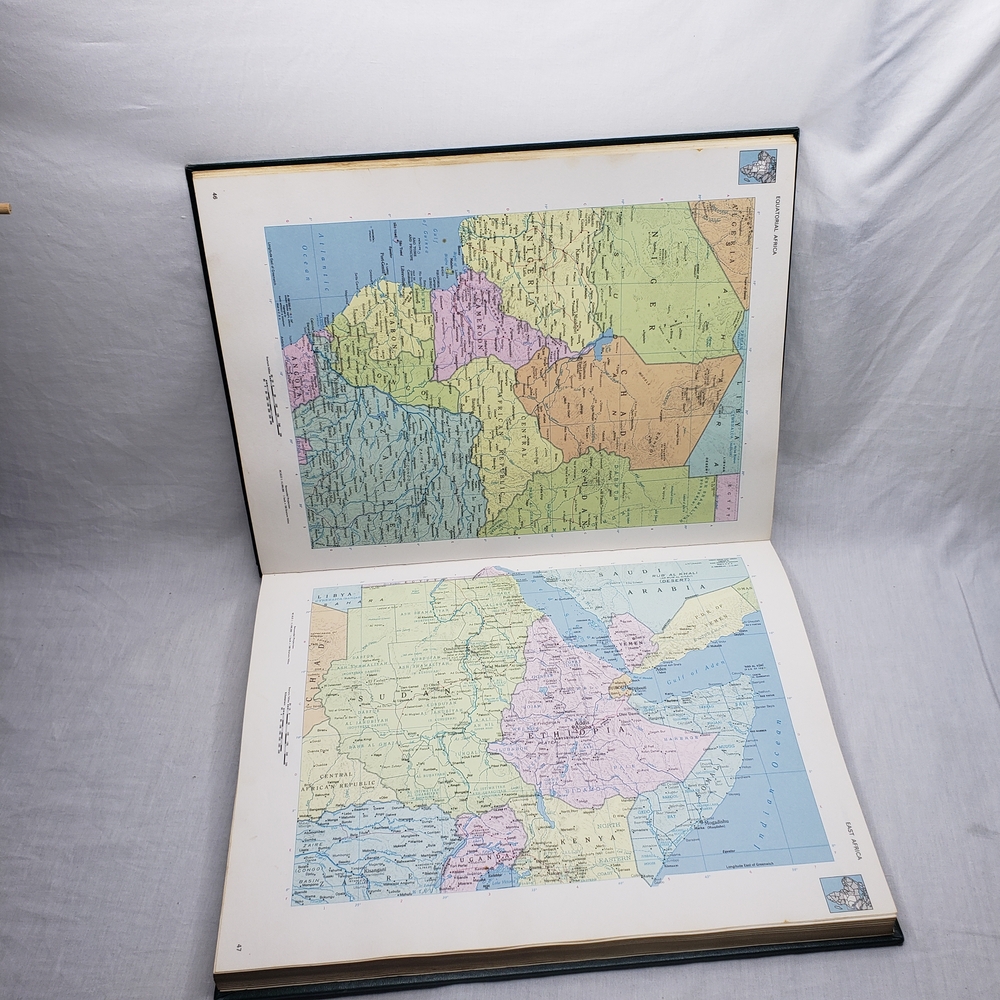 Large Vintage Cold War Universal World Rand McNally Atlas Colorful Maps